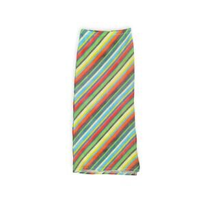 Retro Tilted Candy Stripe Waffle Weave Ankle Skirt with slit